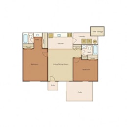  Floor Plan Two Bedroom, Two Bath (Renovated)