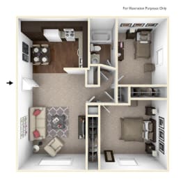 two bed apt floor plan