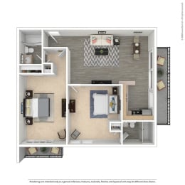 Two Bedroom Two Bathroom Plan B at West Park Village Apartment Homes at West Park Village, California