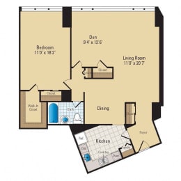 A13 Floor Plan at RiverHouse, Arlington