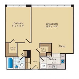 A8 Floor Plan at RiverHouse, Arlington, VA