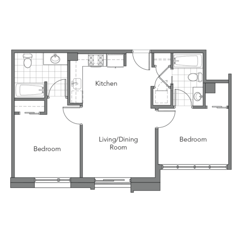 Floor Plan  725-Square-Foot-Two-Bedroom-Available-For-Rent-Tilden-Hall-Apartments