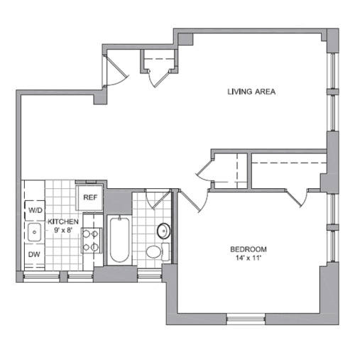 Floor Plan  a floor plan of a bedroom apartment