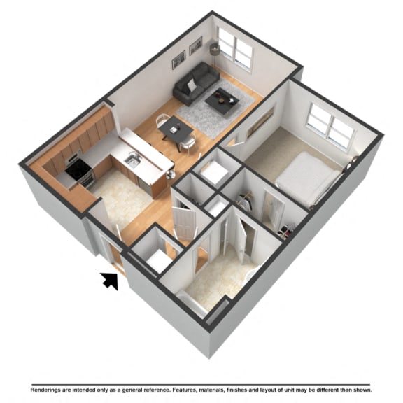 Floor Plan  One bedroom, one bathroom