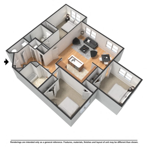 Three bedroom, two bathroom
