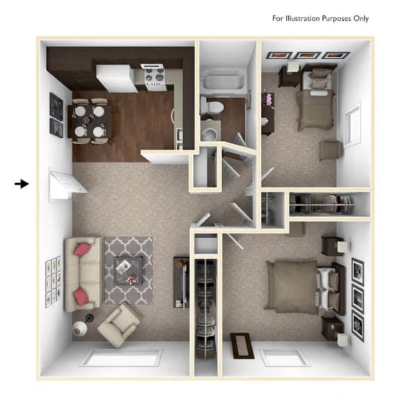 two bed apt floor plan