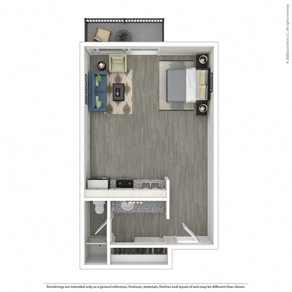 Studio B Floor Plan  at Mediterranean Village West Hollywood, West Hollywood