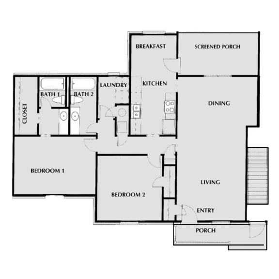 Southern Pine Floor Plan 1,370 sq. ft. at The Villas on Briarcliff, Atlanta, GA, 30329