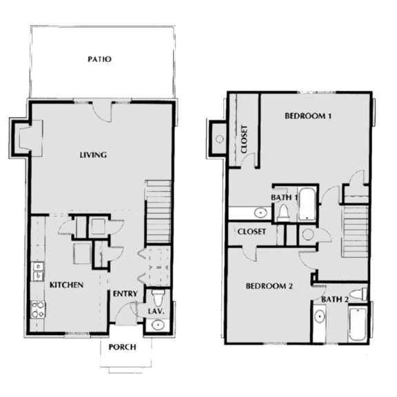 The Magnolia Floor Plan 1,407 sq. ft. at The Villas on Briarcliff, Atlanta, 30329