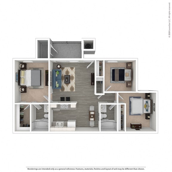 Three bedroom, two bathroom floor plan  at Mountain Vista, Victorville, California
