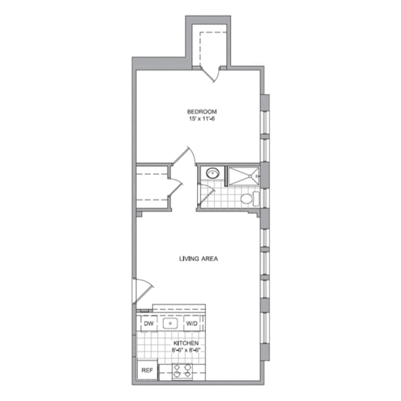 Floor Plan 1 Bedroom - C