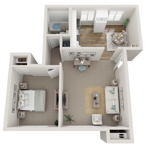 Floor Plan  Floor bedroom of one bedroom home virtually staged.at Woodhaven, Washington