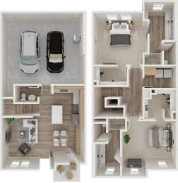 Two Bedrooms, Two and a Half Bathrooms Floor Plan | The Reserve at Rohnert Park in Rohnert Park, CA 94928