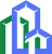 A blue and green abstract image with geometric shapes.