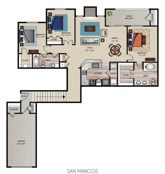 Three Bedroom Two Bath at Wind Dance, Texas