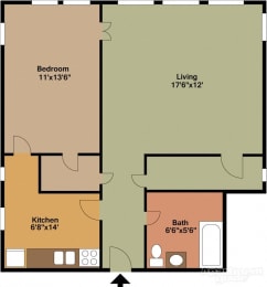 MA1x1 Floor Plan at Malloy Apartment Homes, Seattle, Washington