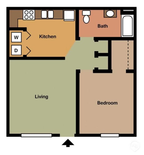 Floor Plan  1 Bedroom 1 Bath Grand