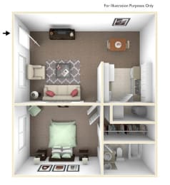 floor plan of one bedroom apartment