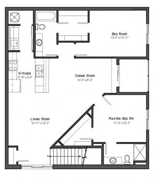 Voyageurs two bedroom floor plan at The Villas at Mahoney Park