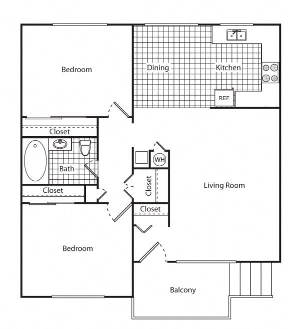 Floorplan C2 2 Bedroom 1 Bath