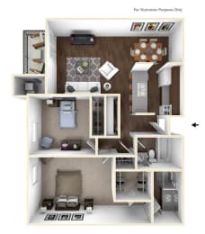 2 bedroom 2 bath apartment floor plan