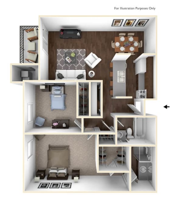 2 bedroom 2 bath apartment floor plan