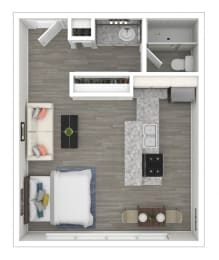 Studio Floor Plan at Villa Vicente, California, 90019