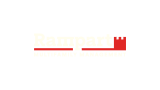 a logo with a house on a white background