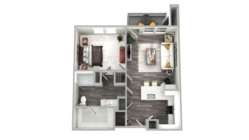 a floor plan of a one bedroom apartment with a bathroom and a balcony