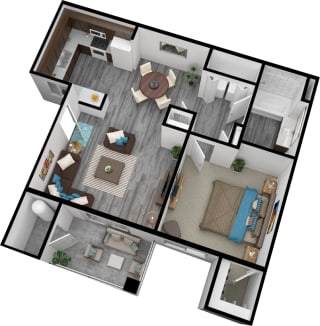 Zinc Apartments Copper 3D Floor Plan