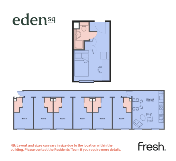 Floor Plan  Eden Square, Coventry Standard En Suite Floor Plan