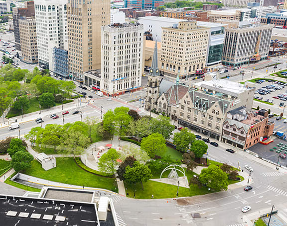 Top view at The Ferguson Downtown Detroit Apartments, Michigan