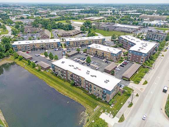 Aerial Lake View at Penn Circle, Carmel, Indiana