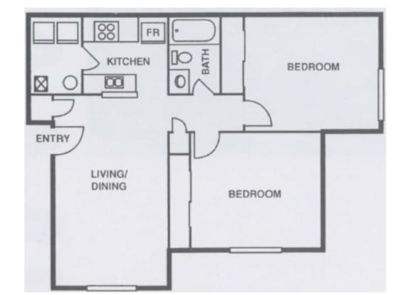 2 Bed 1 Bathroom Floorplan Phase 1 of Longfellow Heights