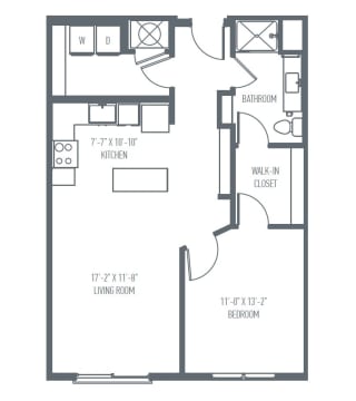 B1 Floor Plan, 804 Sq. Ft. at Union Berkley, Missouri, 64120