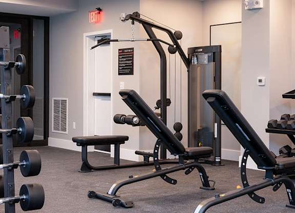 A gym with a sign that says