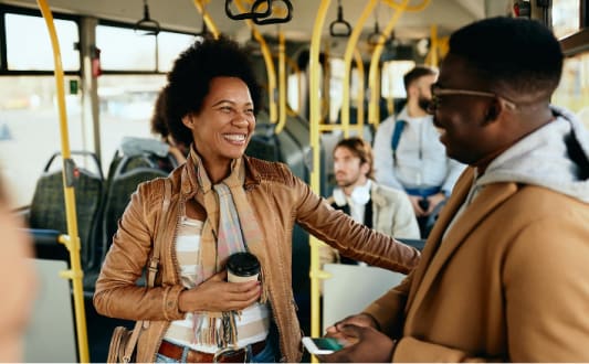 a group of people riding a bus at Sinclaire on Seminary, Virginia