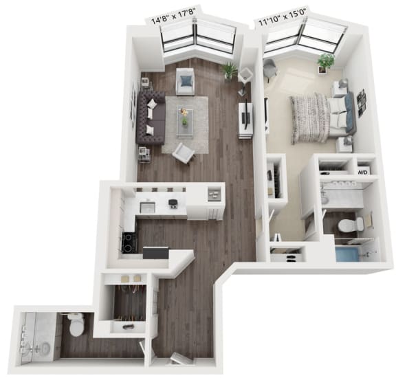 A8 Floor Plan | 855 Sq. Ft. at North Harbor Tower, Illinois