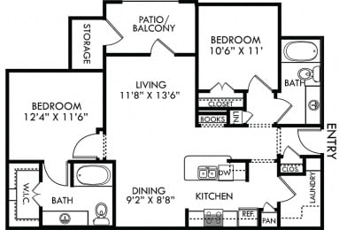 Coronado with fenced in yard. 2 bedroom apartment. Kitchen with bartop open to living/dinning rooms. 2 full bathrooms. Walk-in closet. Patio/balcony open to yard.