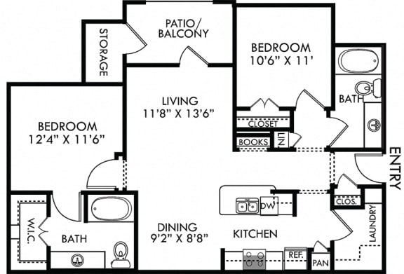 Coronado with fenced in yard. 2 bedroom apartment. Kitchen with bartop open to living/dinning rooms. 2 full bathrooms. Walk-in closet. Patio/balcony open to yard.