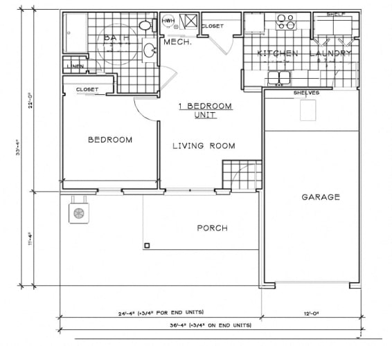 Floor Plan  1 Bedroom Unit
