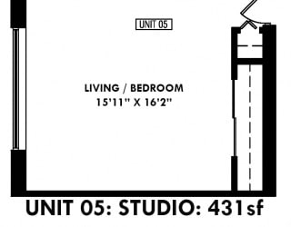 Floor Plan Studio One Bath 05