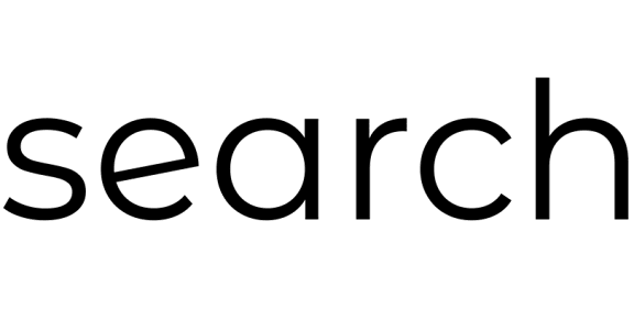 The image shows the word "search" in black text on a white background.