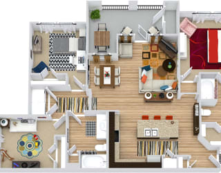 Rio Grande 3D. 3 bedroom apartment. Kitchen with island open to living/dinning rooms. 2 full bathrooms, double vanity in master. Walk-in closets. Patio/balcony.