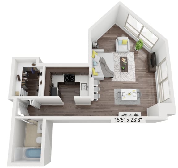 Studio floor plan B at Presidential Towers, Chicago, IL, 60661
