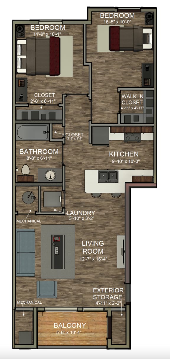 2B Floor Plan at MountainView Flats, Glenwood Springs, CO