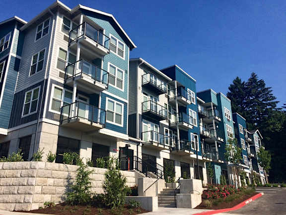 Building view at Commons at Sylvan Canyon Apartments, Portland, OR