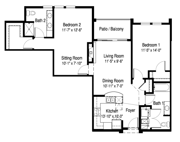 Artisan 2x2B - 2D Floor Plan