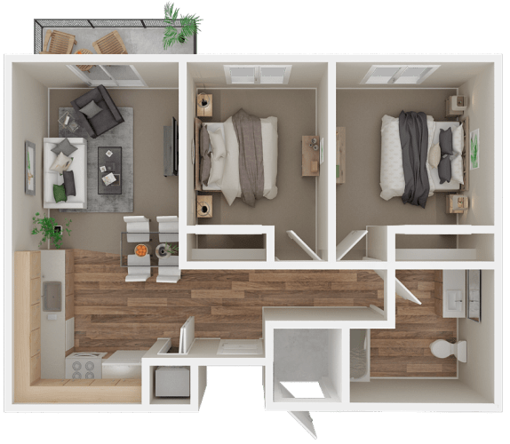 Floor Plan  2 bed 1 bath C at VINTAGE AT MOUNT VERNON Apartments, Mt. Vernon, Washington