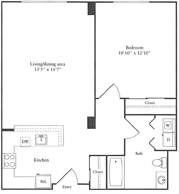 Broadway 1 bedroom apartment for rent in Cambridge MA Floor Plan